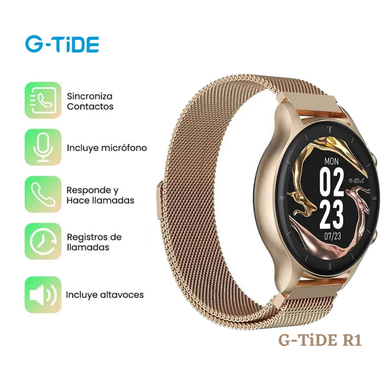 Reloj Inteligente G-TIDE R1 Classic – FHD Dorado