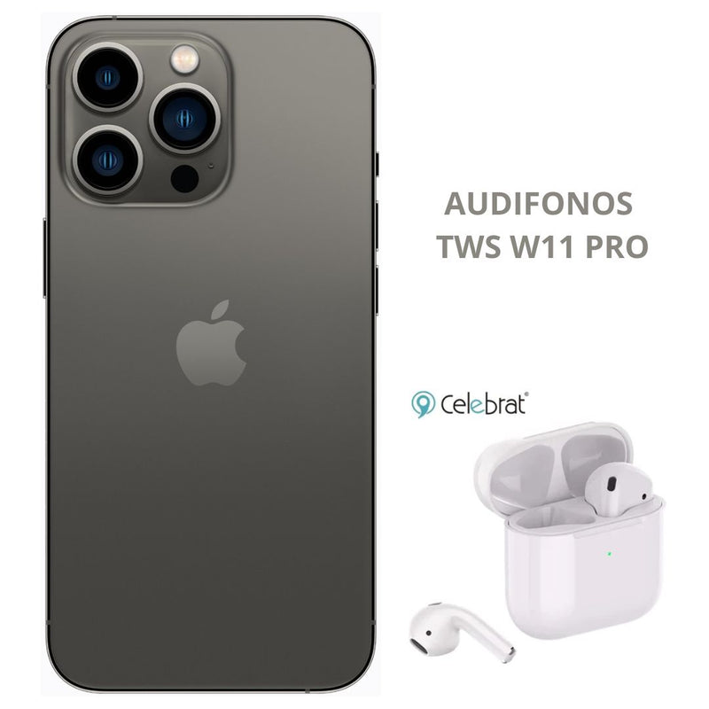 Celular Reacondicionado iPhone 13 Pro Max 256GB Negro+ Audifinos TWS Pro Blancos