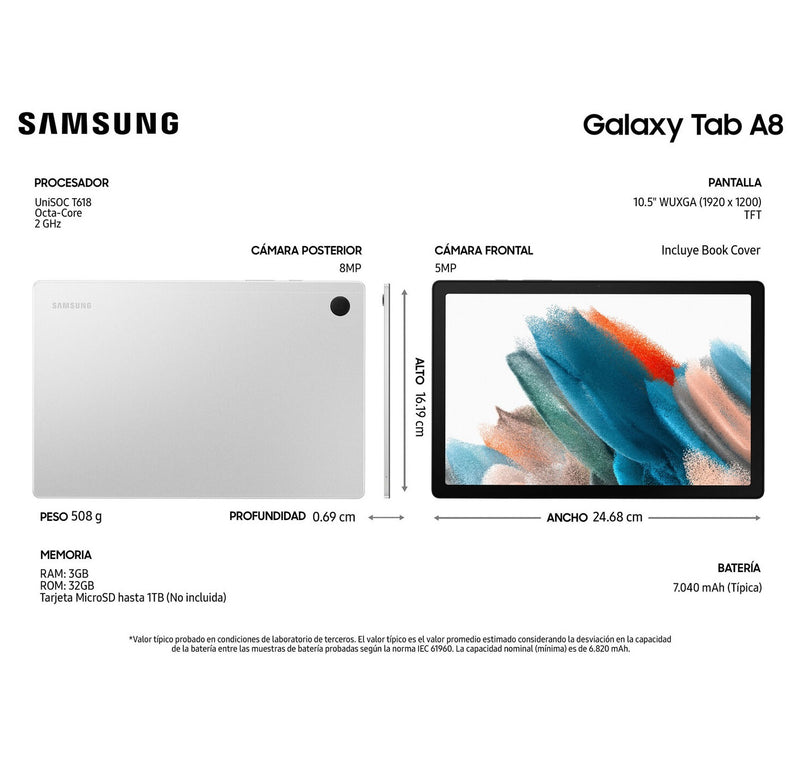 Tablet Samsung Galaxy Tab A8 128GB - 4GB - Negro