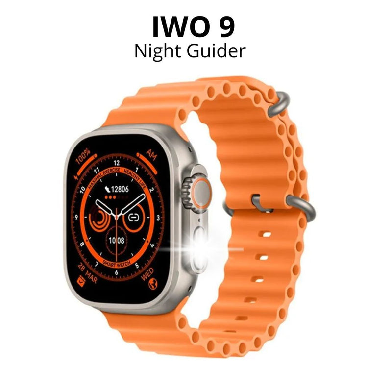 Reloj inteligente Mobulaa IWO 9 Ultra Con Linterna - Correa Naranja