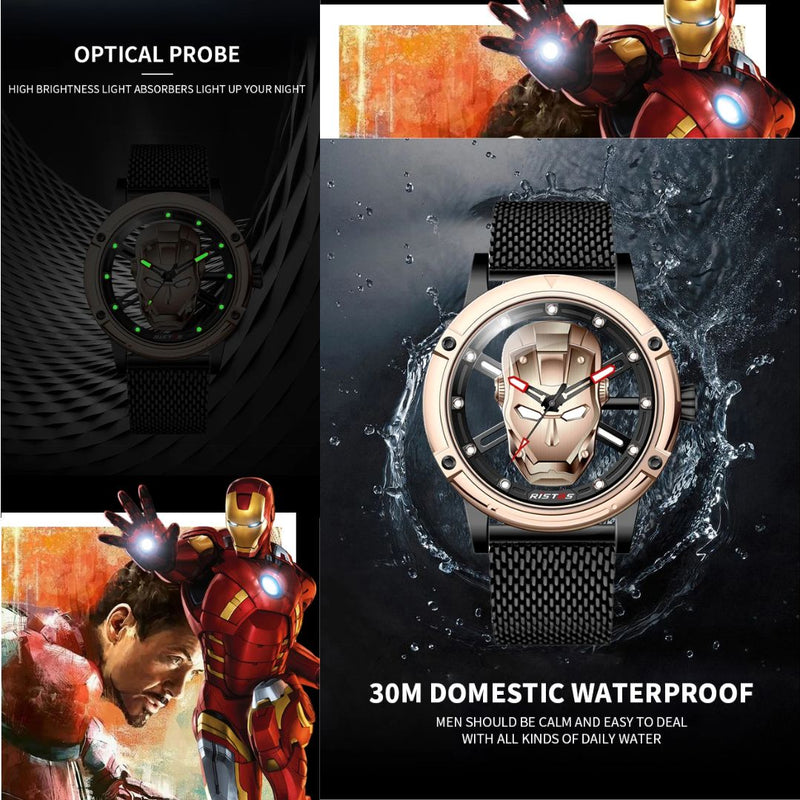 Reloj RISTOS 9445G Iron Man En Malla Negro