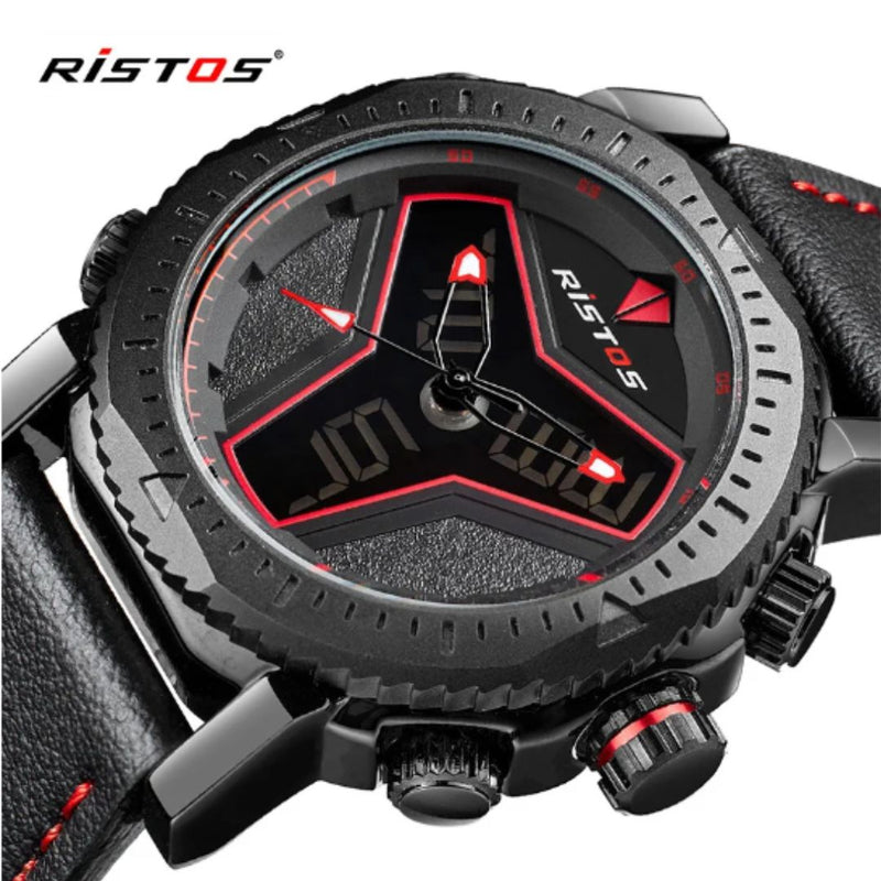Reloj RISTOS 9341G Caballero Cuero Negro - Elegante