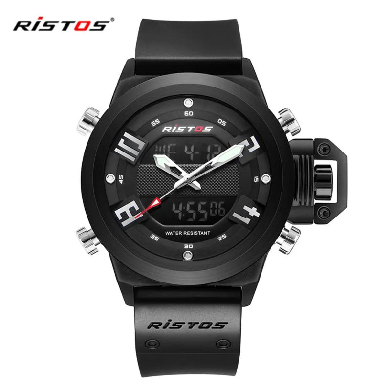 Reloj RISTOS 9391G Caballero Goma Negro Con Blanco - Elegante
