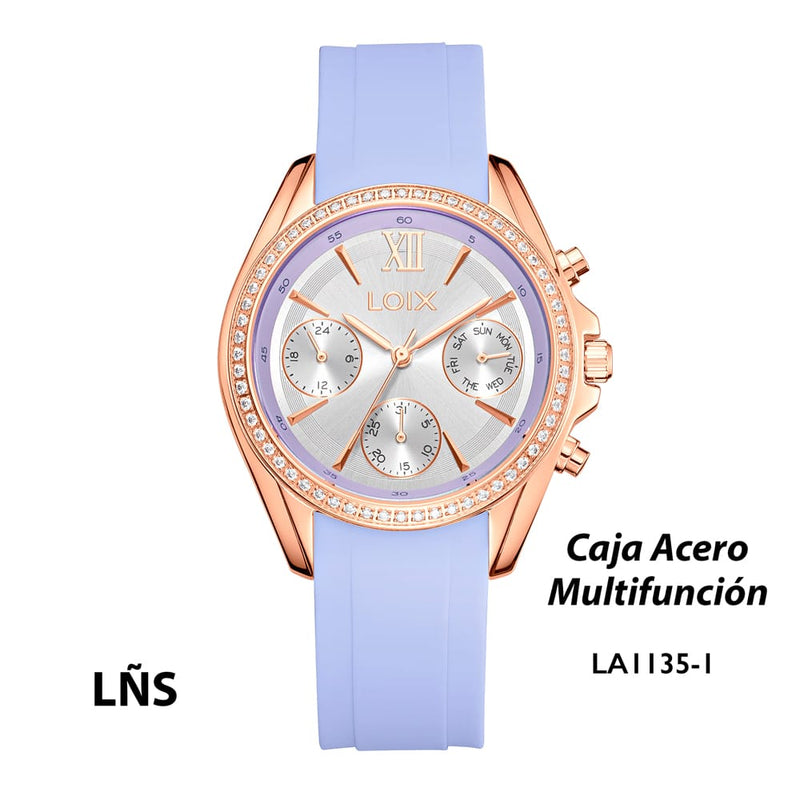 Reloj de Dama LOIX Modelo LA1135-1  Lila Oro rosa Diseño Elegante