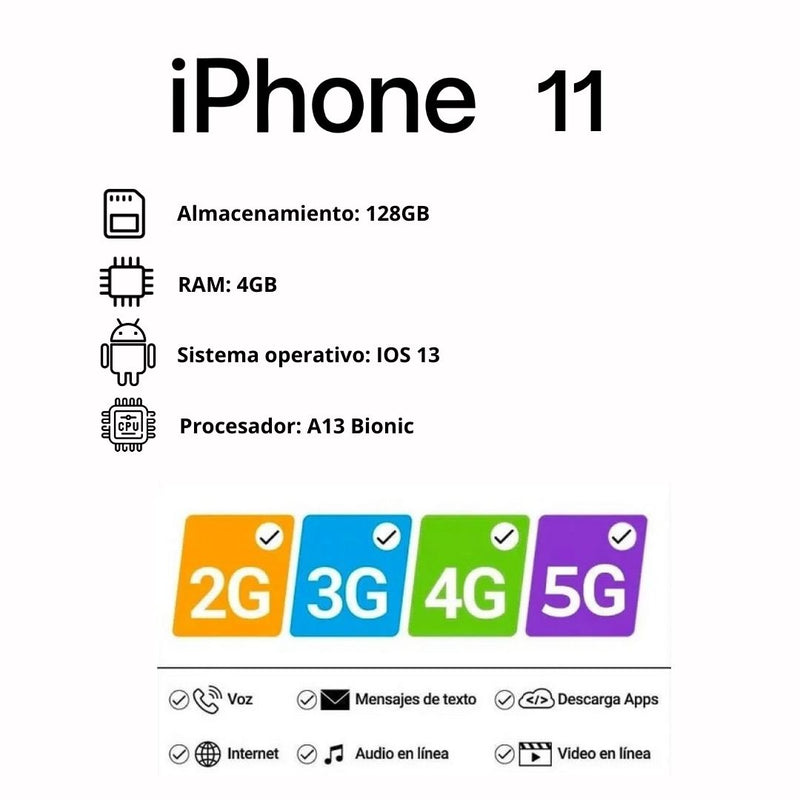 Celular Reacondicionado iPhone 11 128GB Verde + Audifinos TWS Blancos