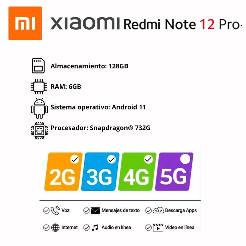 Celular Xiaomi Note 12 Pro 4G 128GB/6GB RAM - Negro