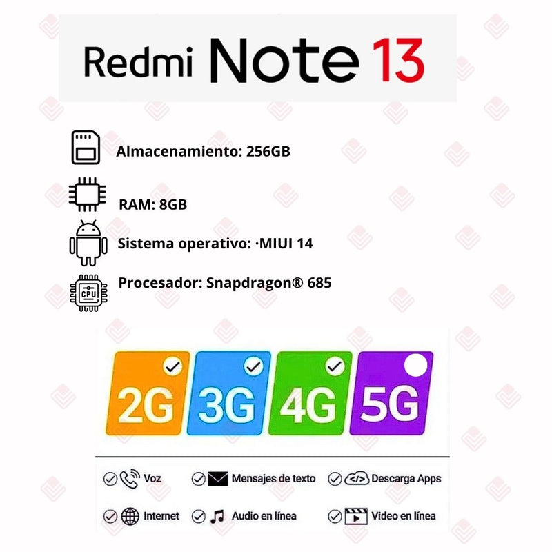 Celular Xiaomi Redmi Note 13 256GB/8GB RAM - Negro