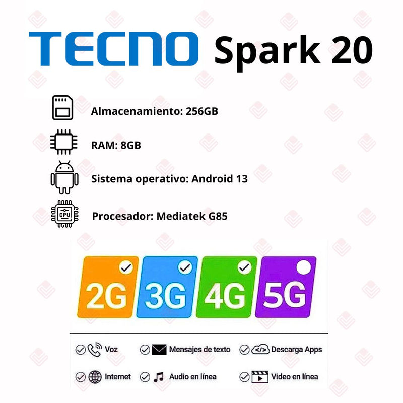 Celular TECNO Spark 20 256GB/8GB RAM - Negro