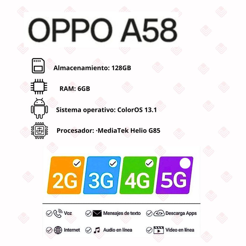 Celular Oppo A58 128GB/6GB RAM Negro