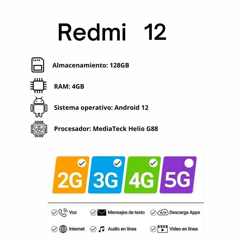 Xiaomi Redmi 12 De 128 GB/4 GB RAM - Negro