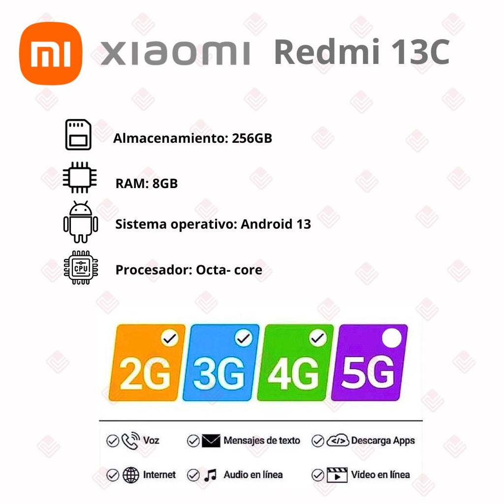 Celular Xiaomi Redmi 13C 4G 256GB/8GB RAM - Verde