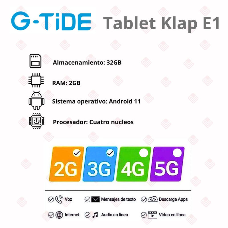 Tablet G-TIDE Klap E1 Para Niños 32GB/2GB - Rosa