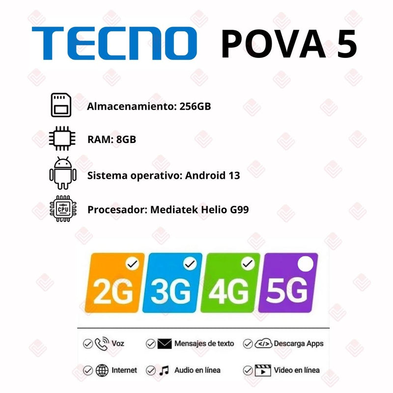 Celular Tecno POVA 5 Gamer 256GB/8GB RAM - Negro