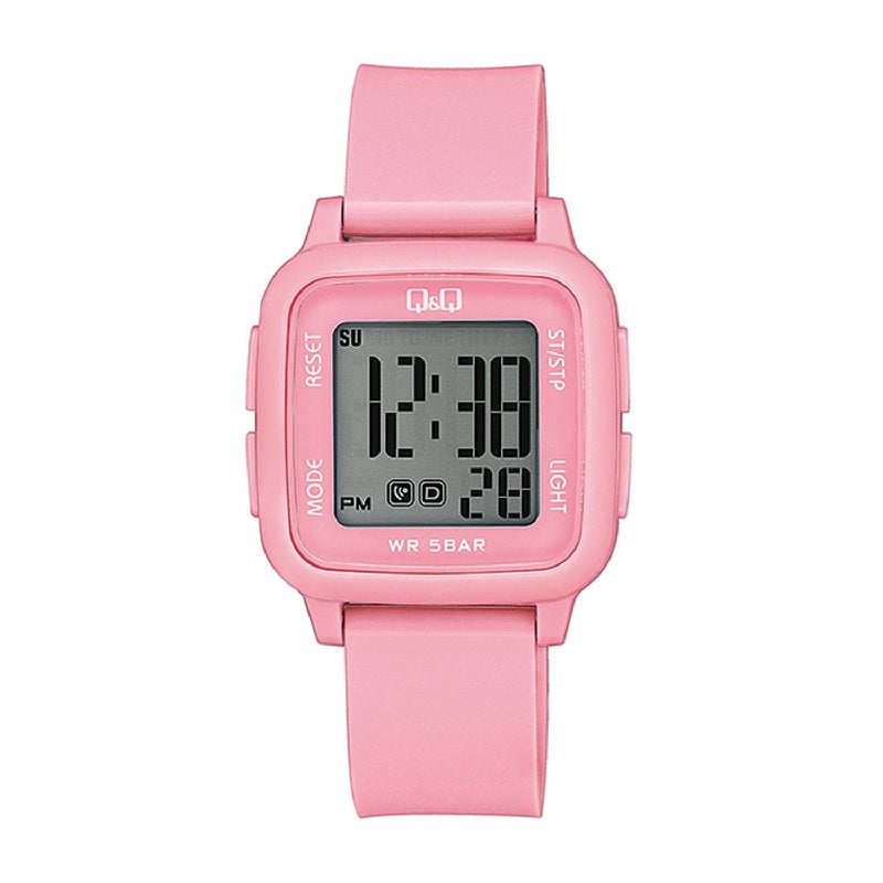 Reloj de pulsera digital Q&Q G02A-006VY en banda rosada