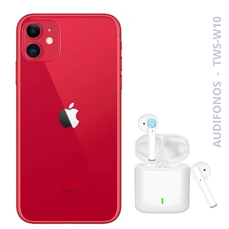 Celular Reacondicionado iPhone 11 256GB Rojo + Audifinos TWS Blancos