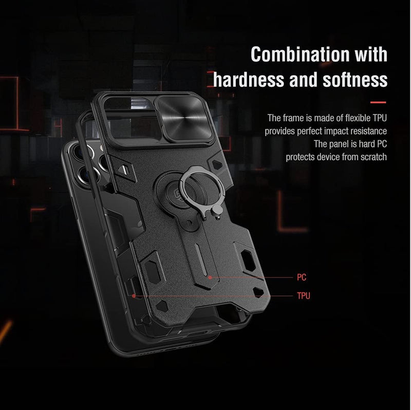 Estuche Protector Nillkin Compatible Con Iphone 13 Pro Max con soporte y cubierta - Verde