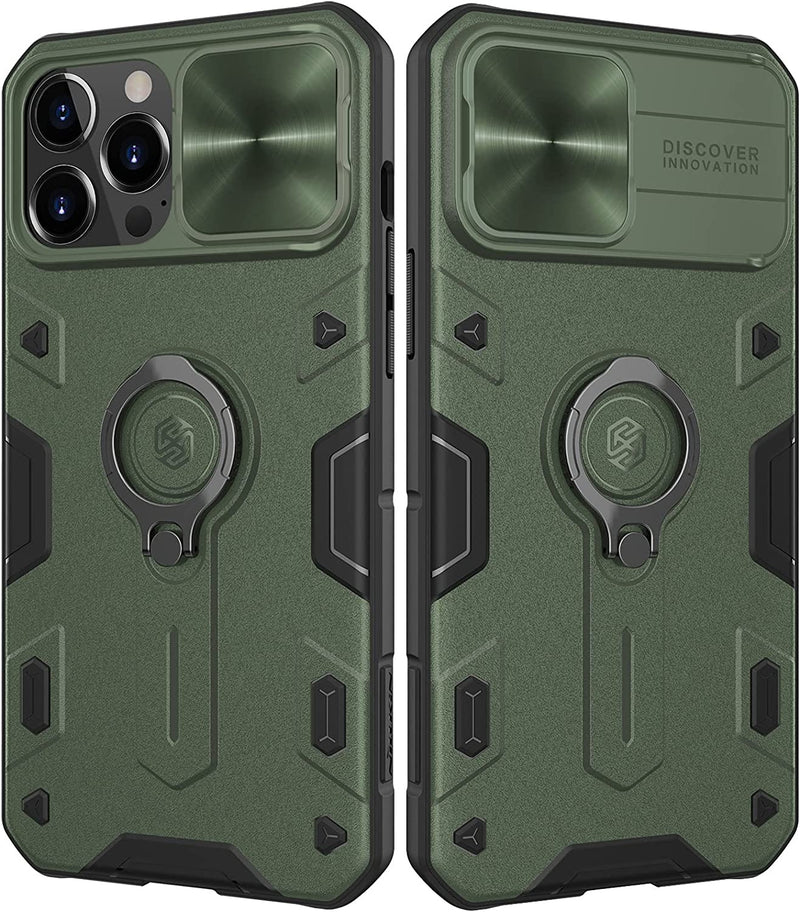 Estuche Protector Nillkin Compatible Con Iphone 13 Pro Max con soporte y cubierta - Verde