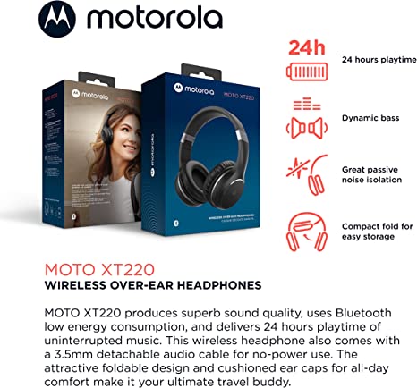 Motorola - Auriculares inalámbricos Bluetooth con micrófono, Moto XT220