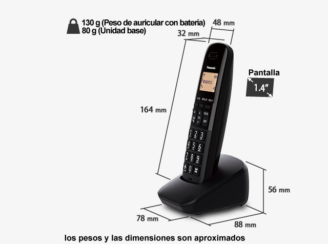 Teléfono Inalámbrico Panasonic KX-TGB310 con identificador de llamadas,  Tecnología DECT y 50 números en memoria.