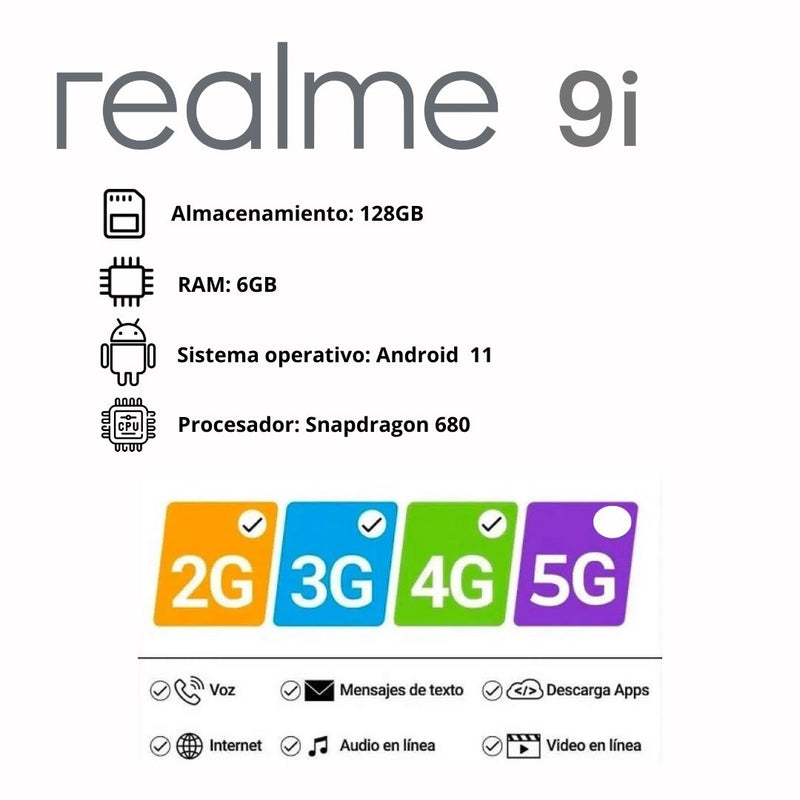 Celular Realme 9i De 128 GB/6 GB Ram - Negro