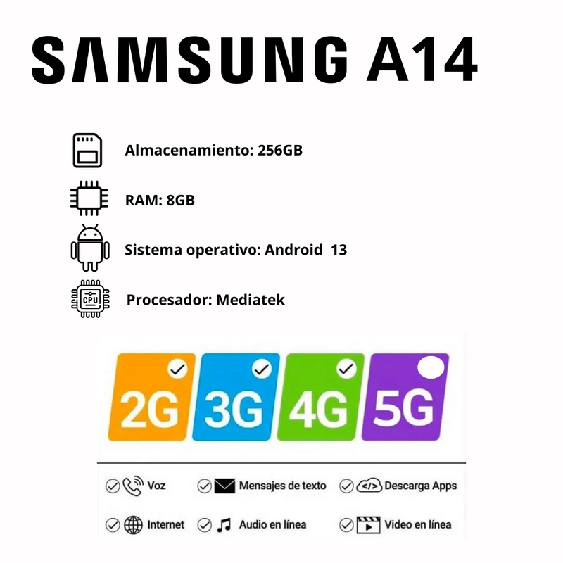 Samsung A14 De 128GB/4GB RAM - Verde